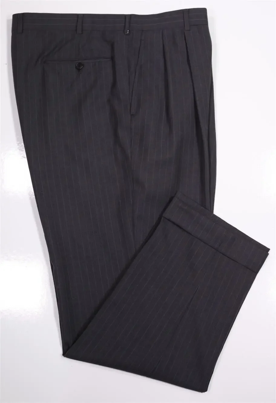 Brooks Brothers Golden Fleece Gray Pinstripe Pleated Wool Dress Pants 38x30